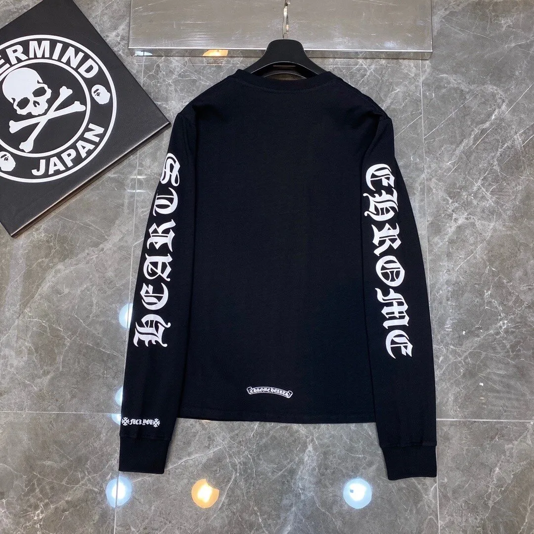 P160 Chrome Hearts long T series, synchronized with counters, letter neckline with floral arms ⭐ long-sleeved T-shirt, same style as celebrities ❤ Special customized version 1:1 high weight fabric 🌈 Recommended colors: white black 🌈 Size: S, M, L, XL